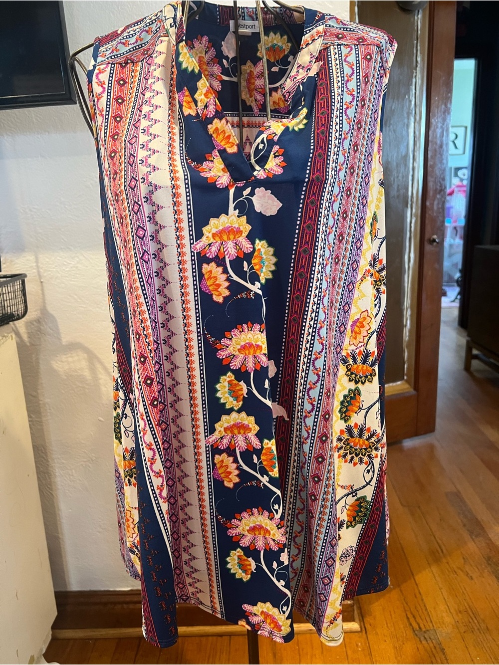 Navy Floral Boho Sleeveless top